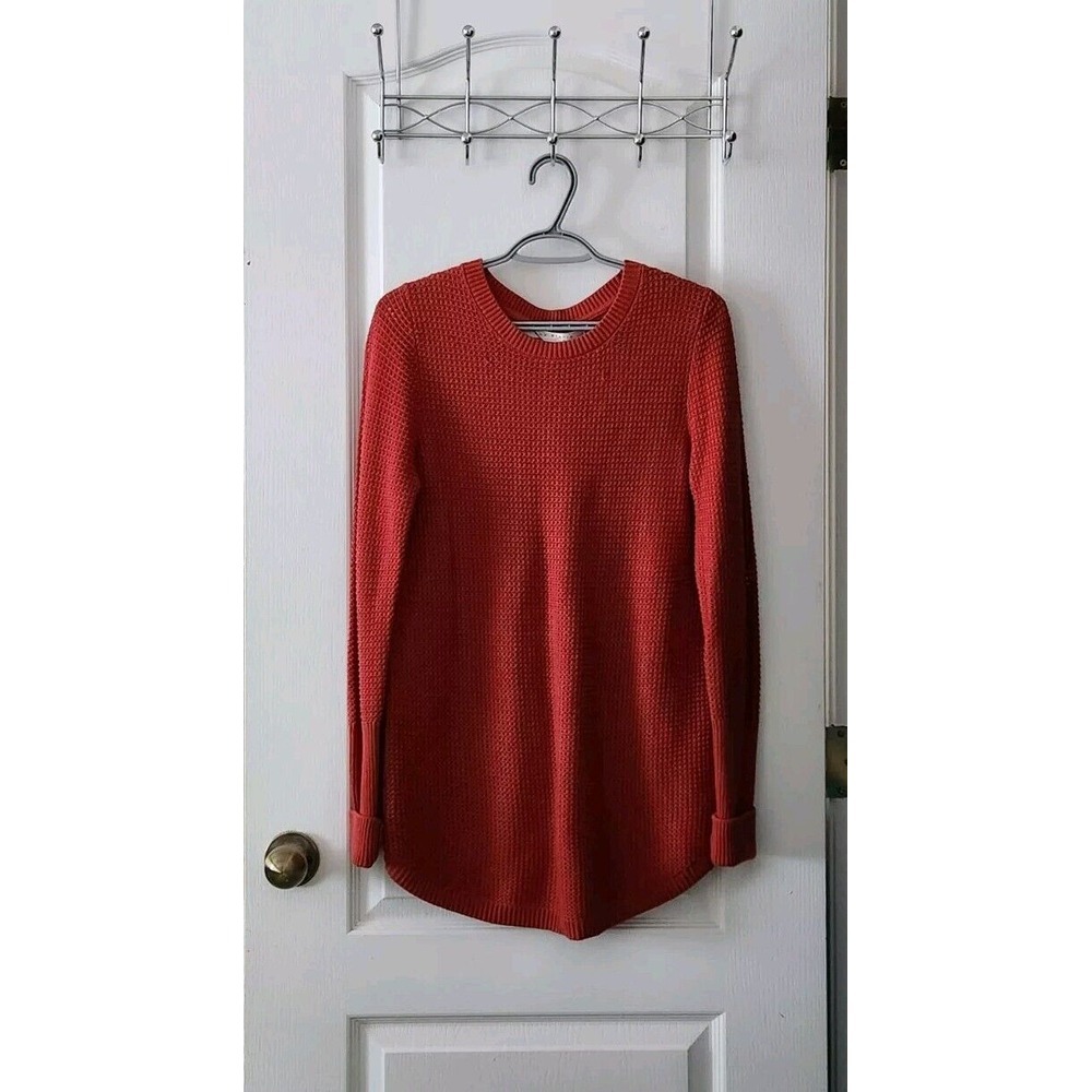 MAX STUDIO Womens Tunic Knit Sweater Long Sleeve CrewNeck Cotton Blend Orange M